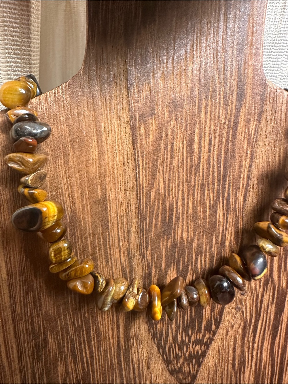 Tiger Eye Chip Necklace in Brown and Gold - Picture 3 of 9